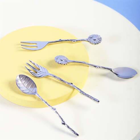 &Klevering - Spoon daisy silver set of 2