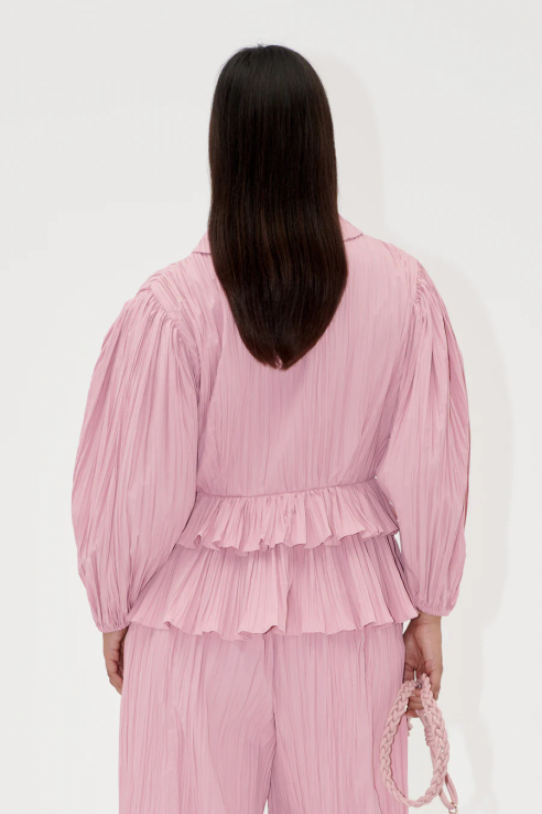 STINE GOYA - Balloon Sleeve Tie Top - Pink Nectar
