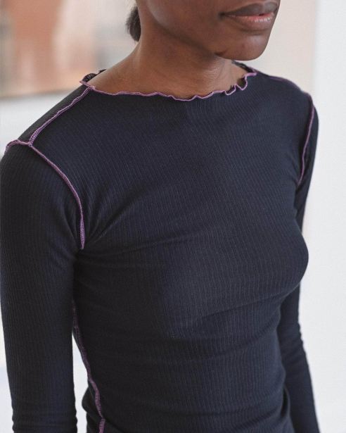 BASERANGE - Vein Long Sleeve Tee - Fine Organic Cotton Rib