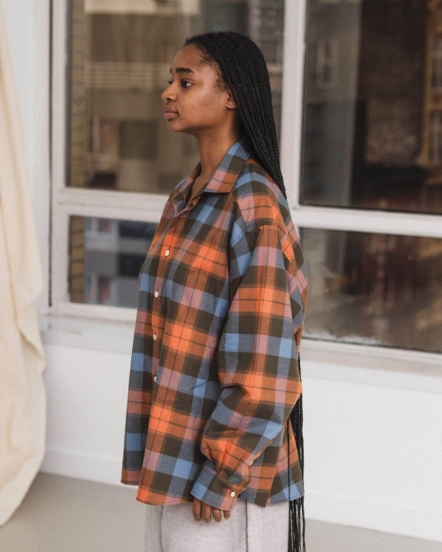 BASERANGE - Claude Shirt - Organic Cotton - Flame Plaid