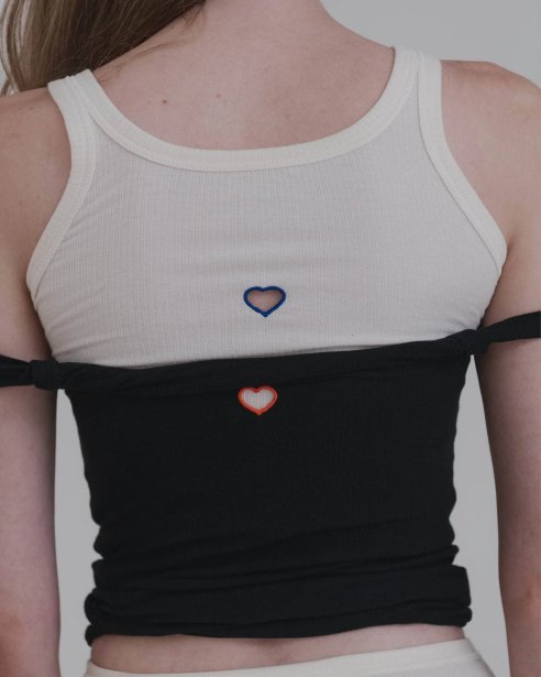 BASERANGE - Heart Tank - Organic Cotton Rib - Undyed/Blue