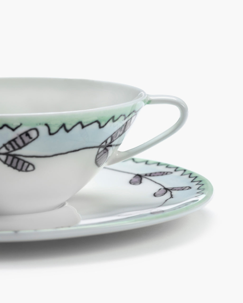 SERAX - COFFEE CUP LOW WITH SAUCER BLOSSOM MILK MIDNIGHT FLOWERS