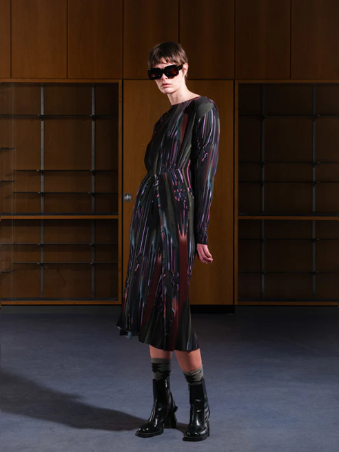 HENRIK VIBSKOV - Knight Plisse Dress - Dark Tetris Drips