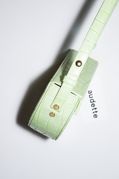 AUDETTE - NUIT - EMBOSSED CROCO LIME