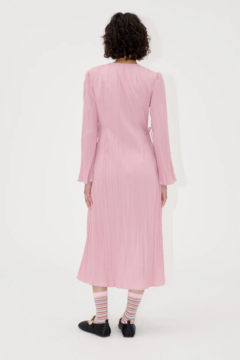 STINE GOYA - Long Sleeve Wrap Tie Dress - Pink Nectar