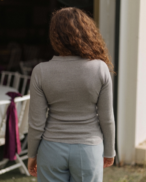 BASERANGE - Dual Long Sleeve Tee - Grey Melange