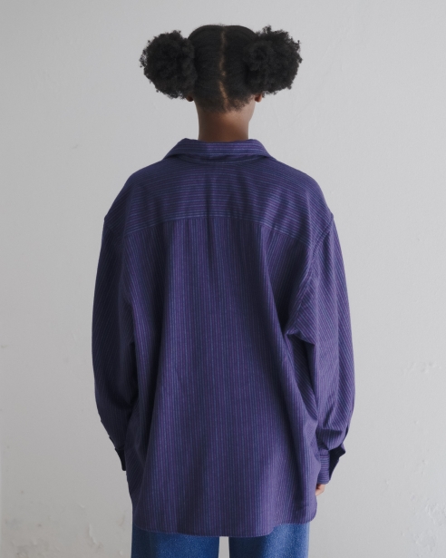 BASERANGE - Claude Shirt - Purple Stripe