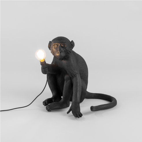 SELETTI - Monkey Lamp black edition Sitting